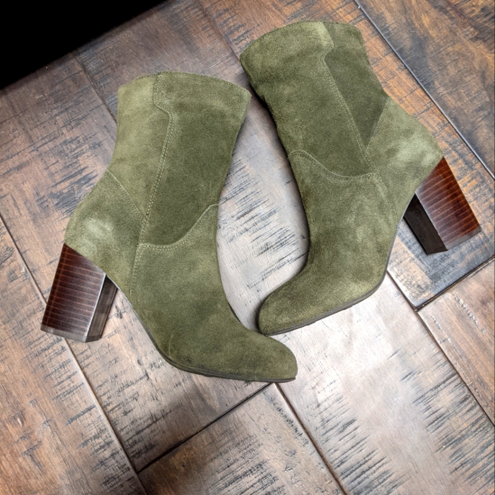 MIA Marbella Suede Olive Green Ankle Boots
